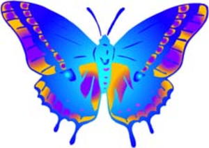 Vintage Butterfly Cartoon Blue Image